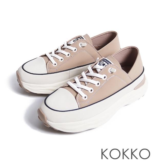 【KOKKO】輕盈柔軟2way厚底休閒鞋(奶茶色)