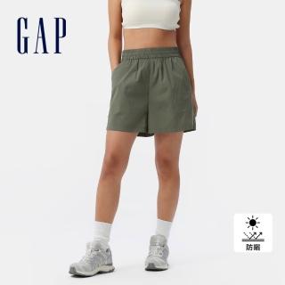 【GAP】女裝 Logo刺繡防曬抽繩鬆緊短褲-綠色(765799)