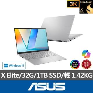 【ASUS】1TB外接SSD組★15.6吋Copilot+PC AI筆電(VivoBook S S5507QA/Snapdragon X Elite/32G/1TB/W11/3K)