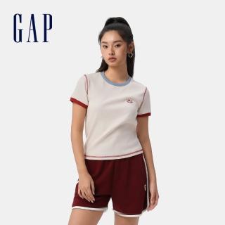 【GAP】女裝 Logo刺繡圓領短袖針織衫 女友T系列-象牙白(766080)
