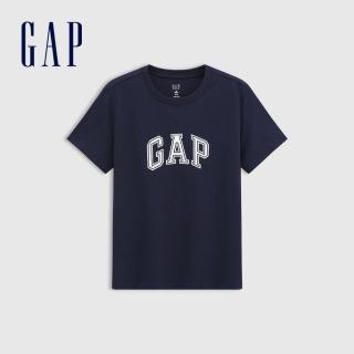 【GAP】女裝 Logo純棉印花圓領短袖T恤-海軍藍(766157)