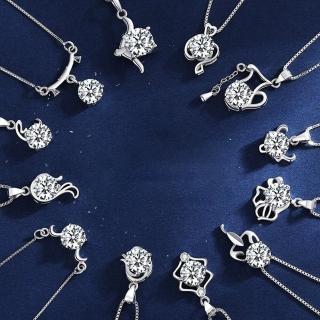 【LEEHER】女生/項鍊/鋯石/十二星座/飾品/銀飾/鎖骨鏈/S925純銀/純銀項鍊/女生項鍊/1克拉項鍊/