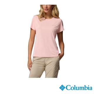 【Columbia 哥倫比亞】女款-防曬UPF50涼感快排短袖上衣-粉紅(UAR85320PK/JS)