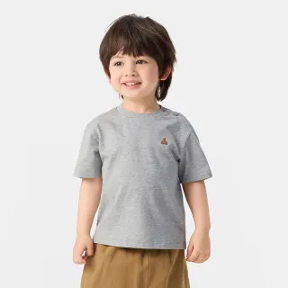 【GAP】男幼童裝 純棉小熊刺繡翻領短袖T恤 布萊納系列-淺灰色(767192)