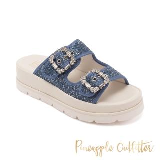 【Pineapple Outfitter】小香風寬帶厚底拖鞋 RIEL(藍色)
