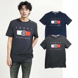 【Tommy Hilfiger】湯米 胸前印膠LOGO 圓領短袖 男生款(深藍色/黑色)