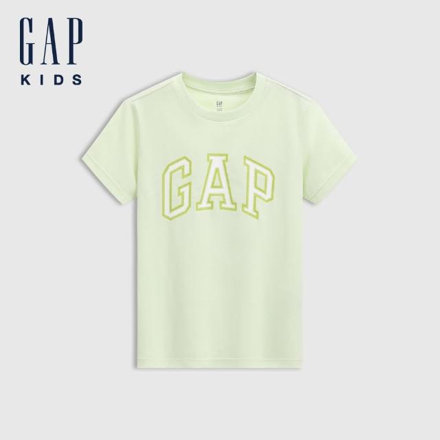 【GAP】女童裝 Logo純棉印花圓領短袖T恤-淡綠色(767150)
