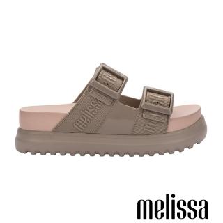 【Melissa】LOGO雙扣帶厚底拖鞋(棕色)