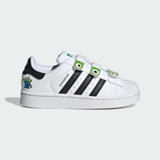 【adidas 愛迪達】Superstar Ii Cf C 中童 運動休閒鞋 玩具總動員 魔鬼氈 舒適 白 黑綠(JI0091)