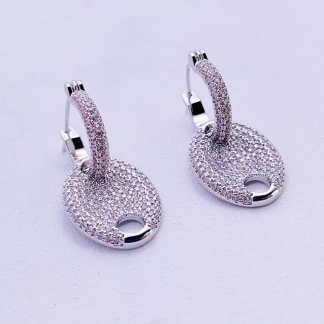 【MoonDy】耳環 飾品 女生耳環 鑲鑽 豬鼻子耳環 小香風 法式耳環 垂墜耳環 顯瘦 耳飾 歐美