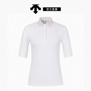 【DESCENTE】GOLF 迪桑特 羅紋 短袖 女士 高爾夫POLO衫(米白色)