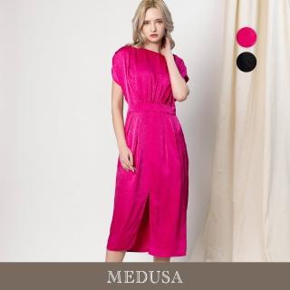 【MEDUSA 曼度莎】現貨-簡約收腰紋理開衩小禮服 - 2色（M-XL）｜小禮服 媽媽禮服(605-90406)