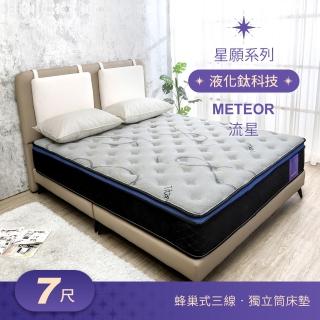 【BODEN】星願系列 6x7尺 流星Meteor 液化鈦科技機能蜂巢式三線獨立筒床墊-特大雙人