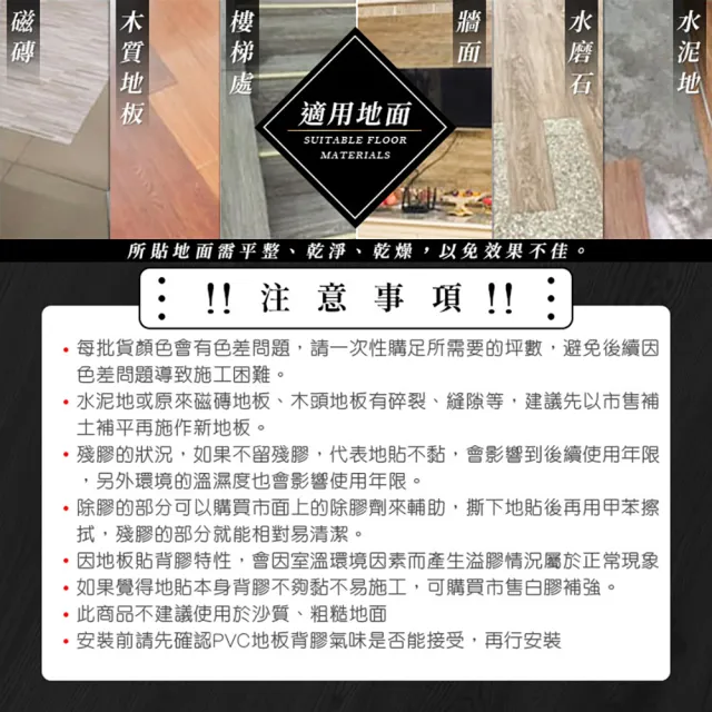 【樂嫚妮】1.7坪/DIY零甲醛自黏式仿木紋PVC塑膠地板貼 40片(塑化劑未檢出、商檢合格)