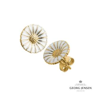 【Georg Jensen 官方旗艦店】DAISY 耳環 - momo獨家款(18K黃金電鍍純銀 白瓷琺瑯)