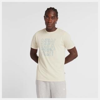 【NEW BALANCE】NB 短袖上衣 男款 運動 美規 淺黃 MT43074PAM