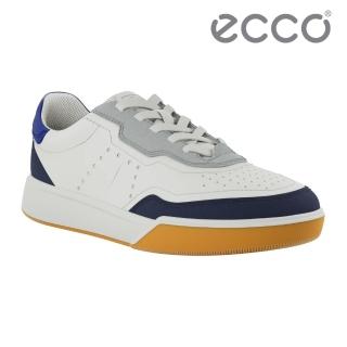 【ecco】STREET COURT M 街頭球鞋系列經典真皮休閒鞋 男鞋(海洋藍/白色/寶藍色 53981461251)