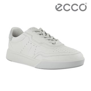 【ecco】STREET COURT M 街頭球鞋系列經典真皮休閒鞋 男鞋(白色/灰白色 53981452292)