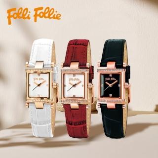 【Folli Follie】優雅 經典 女士 晶鑽時標 鑽錶冠 日本機芯 女錶 手錶 WF13B037SSS