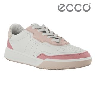 【ecco】STREET COURT W 街頭球鞋系列經典真皮休閒鞋 女鞋(玫紅色/白色/裸粉色 27281361255)