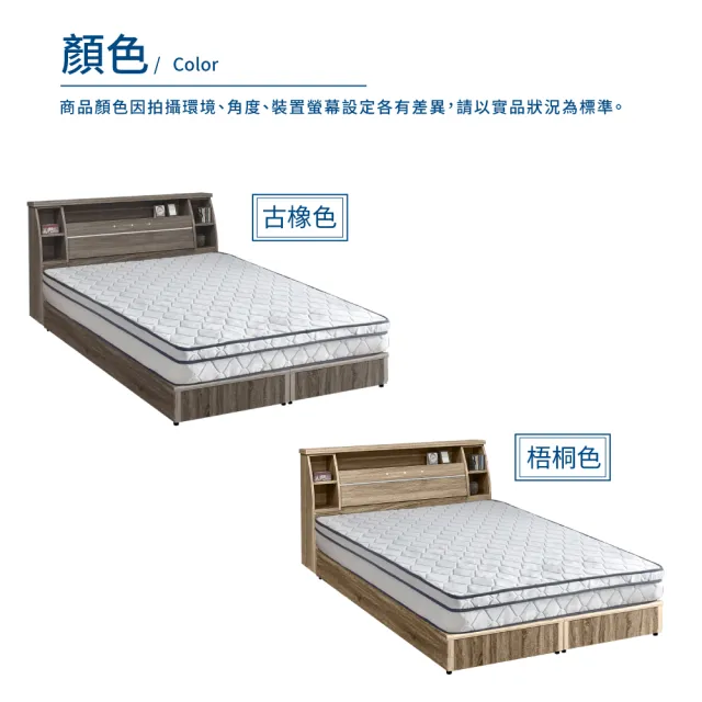 【A FACTORY 傢俱工場】派蒙 簡約收納房間3件組-雙大6尺(床頭箱+床墊+床底)