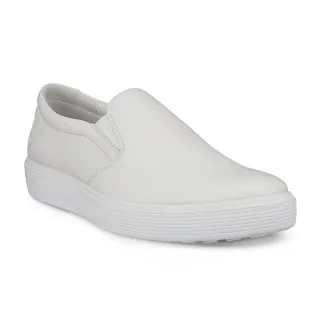 【ecco】SOFT 60 M 經典皮革套入式休閒鞋 男鞋(白色 52545401007)
