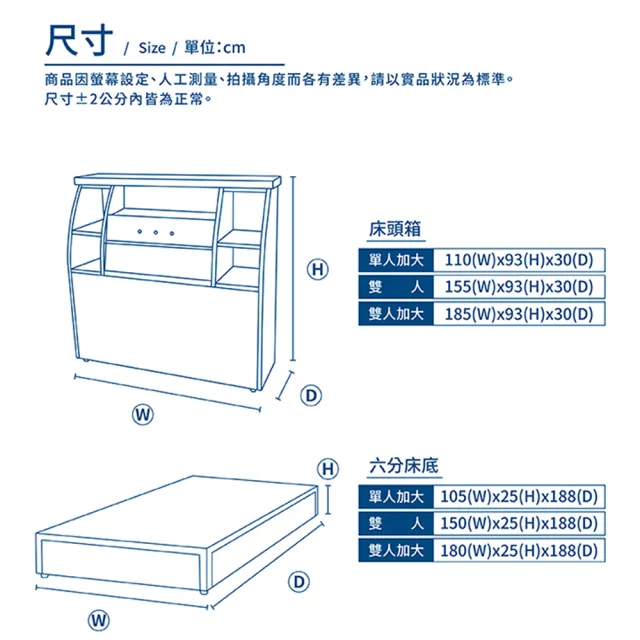 【A FACTORY 傢俱工場】派蒙 簡約收納房間2件組-單大3.5尺(床頭箱+六分床底)