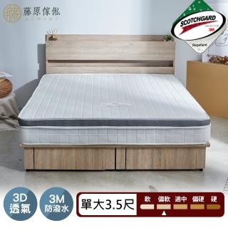 【藤原傢俬】防潑水抗菌獨立筒床墊(單人加大3.5尺3M)
