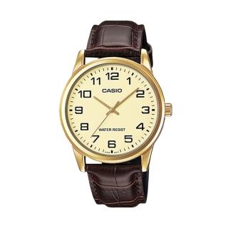 【CASIO 卡西歐】簡約經典 指標男錶 皮革錶帶 生活防水(MTP-V001GL)