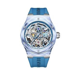 【Bentley 賓利】THE CYNOSURE 曜影系列 BL-60-63 潮流 透藍 高透錶殼 機械 雙面鏤空 夜光指標刻度 手錶