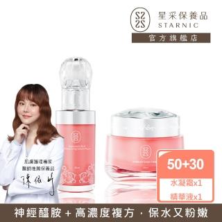 【Starnic 星採保養品】粉紅透白保濕組(水潤透白精華液PLUS+ & 輕透醒膚水凝霜)