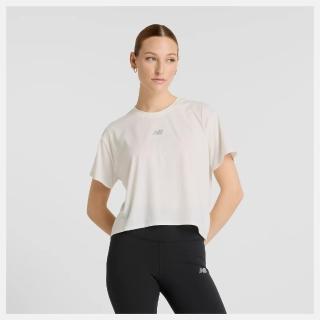 【NEW BALANCE】NB 短袖上衣 女 短版 美規 米白 WT51133SST