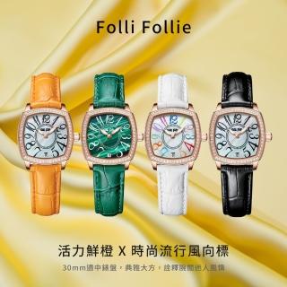 【Folli Follie】優雅 經典 珍珠母貝錶盤 帶日期 日本機芯 石英 手錶 WF22B002WPE
