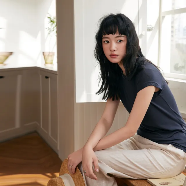 【BODYAIR】小袖子圓領天絲羊毛上衣(T恤.襯衣.鬆軟.CASUAL)