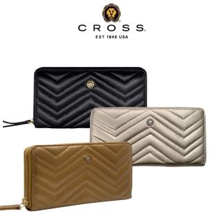 【CROSS】直播限定 限量1折 頂級小牛皮山形紋長夾 全新專櫃展示品 多色選(送禮盒提袋)