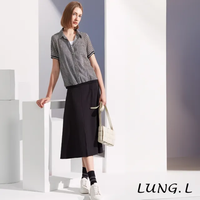 【LUNG.L 林佳樺】LS36A 黑白細條紋假兩件短袖女裝上衣(春夏新品)