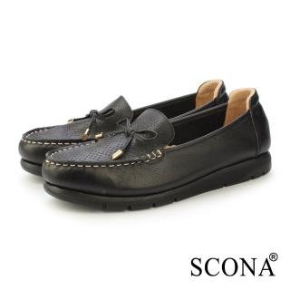 【SCONA 蘇格南】全真皮 輕量雷射樂福鞋(黑色 31260-1)