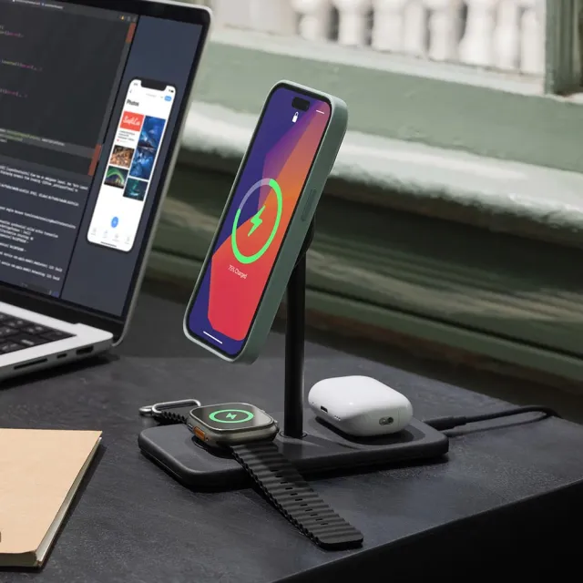【Twelve South】HiRise 3 Deluxe MagSafe 三合一無線充電立架 - 黑色(TS-2303)