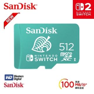 【SanDisk 晟碟】全新版512GB Nintendo SWITCH 2 microSDXC U3 任天堂 專用記憶卡(100MB/s 原廠永久保固)