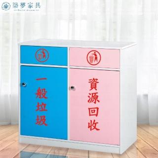 【Build dream 築夢傢俱】2.8尺 防水塑鋼傢俱 收納回收垃圾桶 戶外回收垃圾桶
