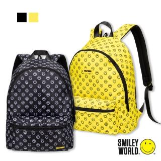 【Smiley World 微笑世界】時尚印花大容量後背包/單肩包(兩色可選)