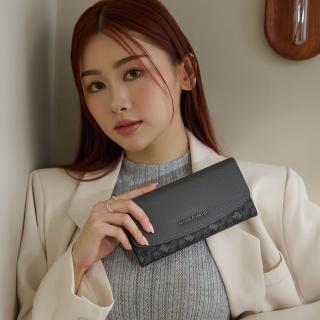 【金安德森】Genevieve 經典老花壓釦長夾(碳黑)