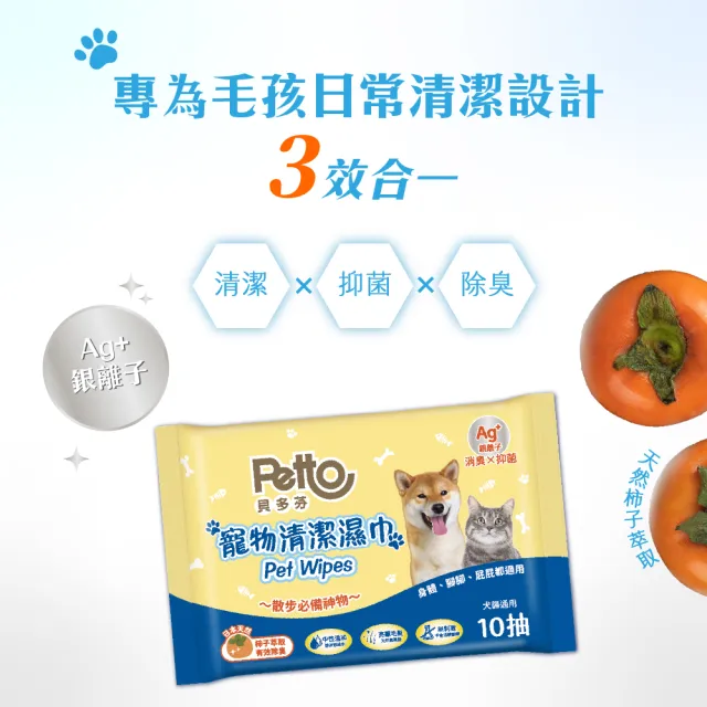【Petto貝多芬】寵物清潔濕巾(10抽x72包/箱)