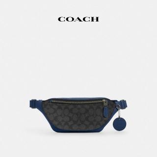 【COACH】蔻馳官方直營 WARREN撞色經典Logo迷你腰包-QB/木炭灰色/深藍色(CAX42)