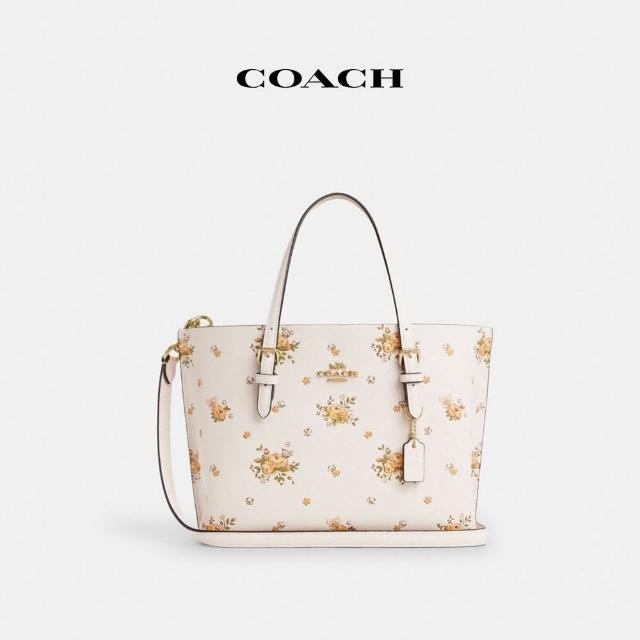【COACH】蔻馳官方直營 MOLLIE花卉印花 25號托特手袋-IM/粉筆白色 混合色(CAL44)