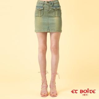 【BLUE WAY】女裝 前貼袋古著刷色 牛仔 短裙-ET BOiTE箱子