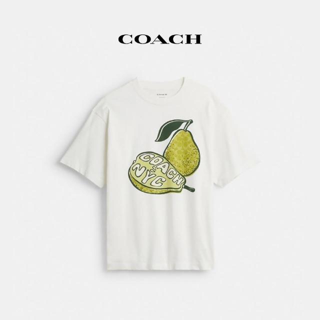 【COACH】蔻馳官方直營 棉質梨圖案休閒T恤-復古象牙白色(CY576)
