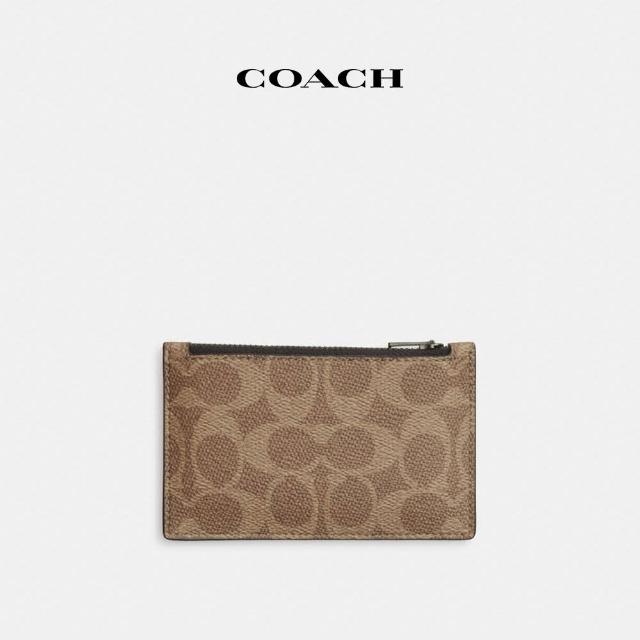 【COACH】蔻馳官方直營 撞色經典Logo拉鍊卡夾-QB/象牙白色 混合色(CAK41)