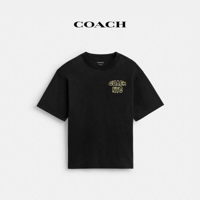 【COACH】蔻馳官方直營 棉質檸檬圖案休閒T恤-水洗黑色(CY577)