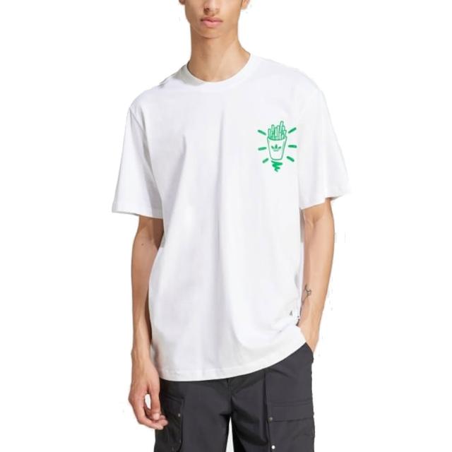 【adidas 愛迪達】寬鬆 漢堡薯條印花 圓領短袖T恤 Q12 TS STREET B 男 - JD0677